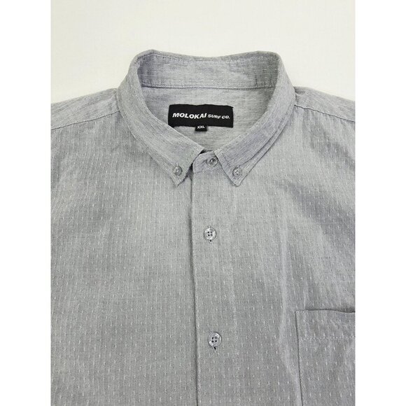 Molokai Size 2XL Men Gray White Pattern Short Sleeve Pocket Logo Tag Button Down - Picture 5 of 12